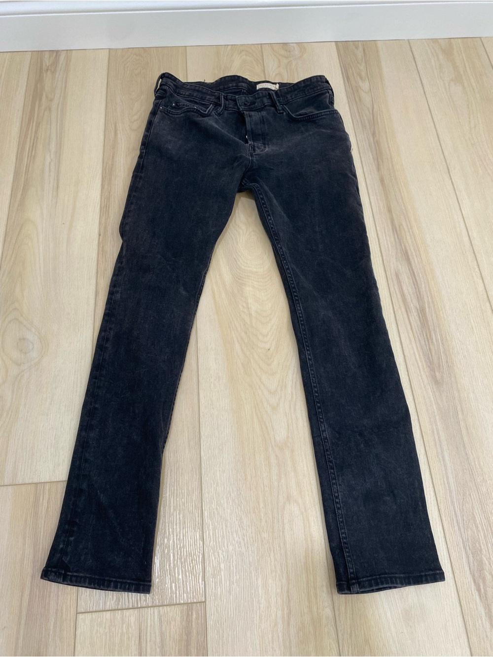 All Saints Jeans Men's 32x30 Black Denim Cigarette Straight Leg Pockets